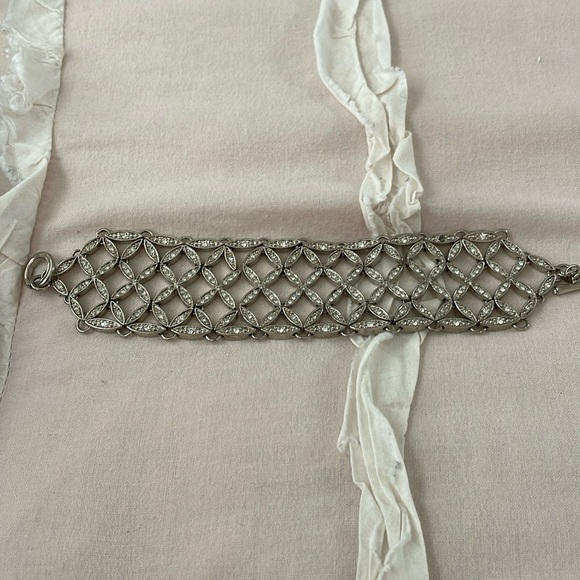 Silver applique trim, Bridal Applique, trim, crystal rhinestone applique - Picture 1 of 7